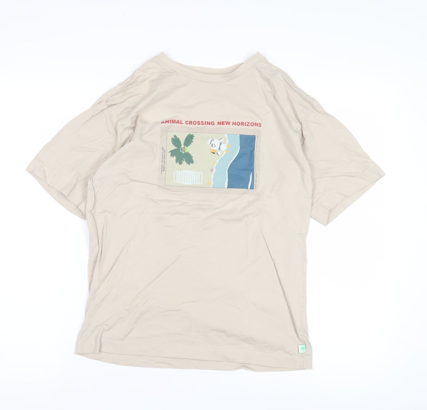 Animal Crossing Beige T-Shirt, Crew Neck, Size L