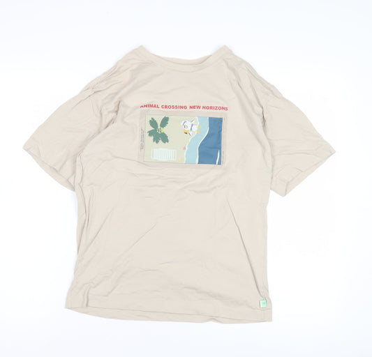 Animal Crossing Beige T-Shirt, Crew Neck, Size L