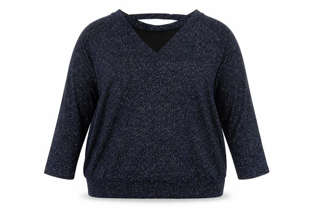 Front view of Roman Black Women’s 3/4 Sleeve Sparking Top