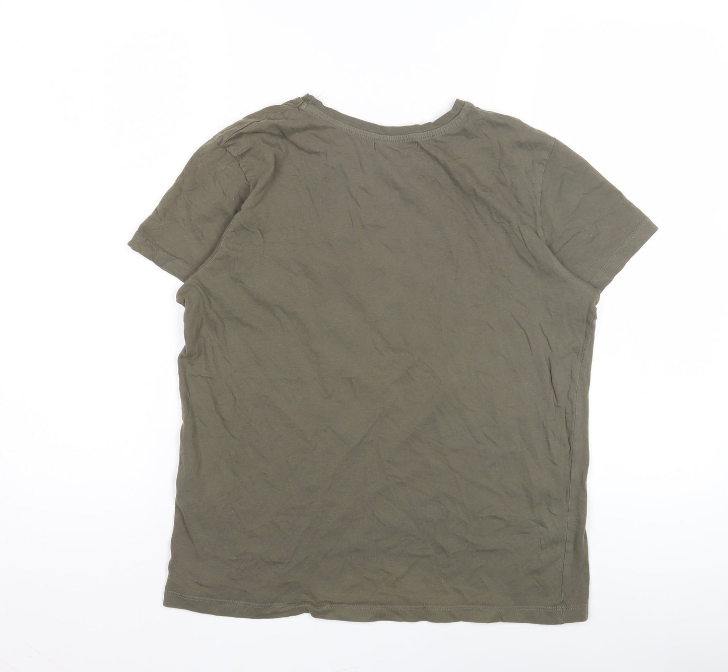 Pull&Bear Unisex Green Basic T-Shirt L