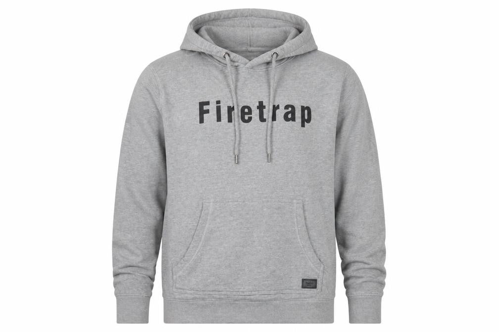 Mens UK S Regular Firetrap Grey Pullover Hoodie