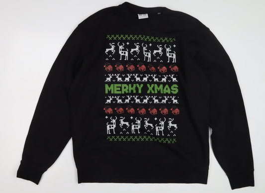 Russell Men's XL Black Christmas Graphic Sweatshirt
