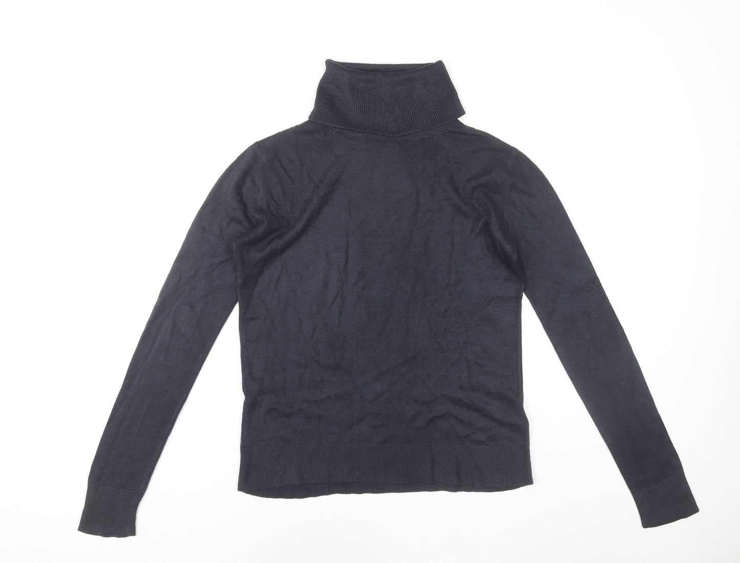 Marks and Spencer Women's Blue Roll Neck Jumper Size 8