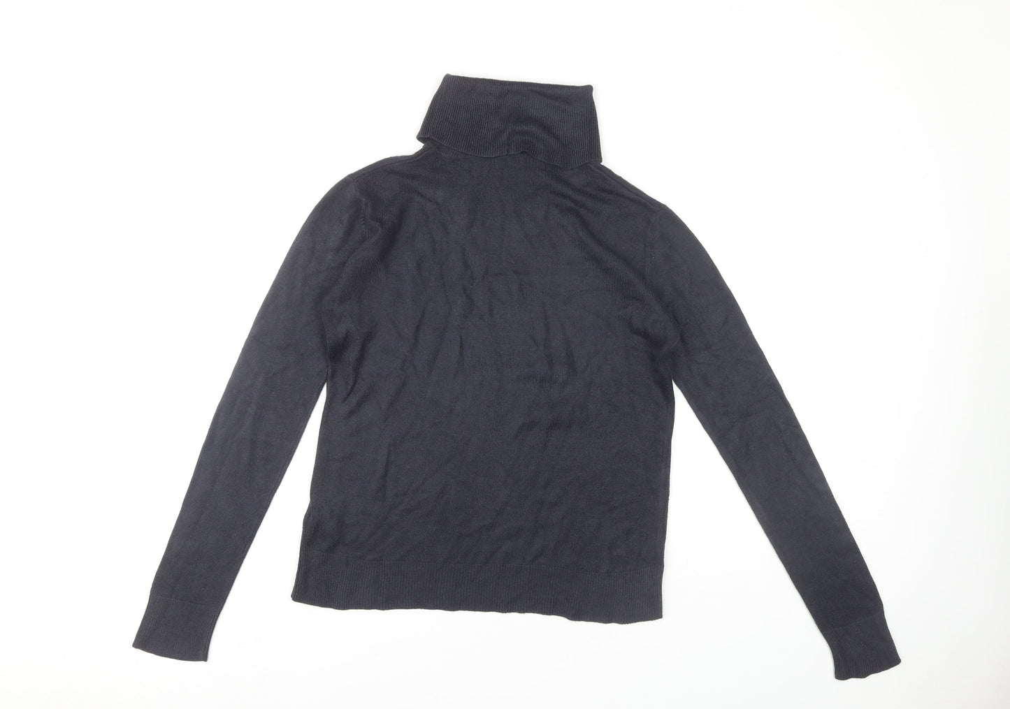 Marks and Spencer Women's Blue Roll Neck Jumper Size 8