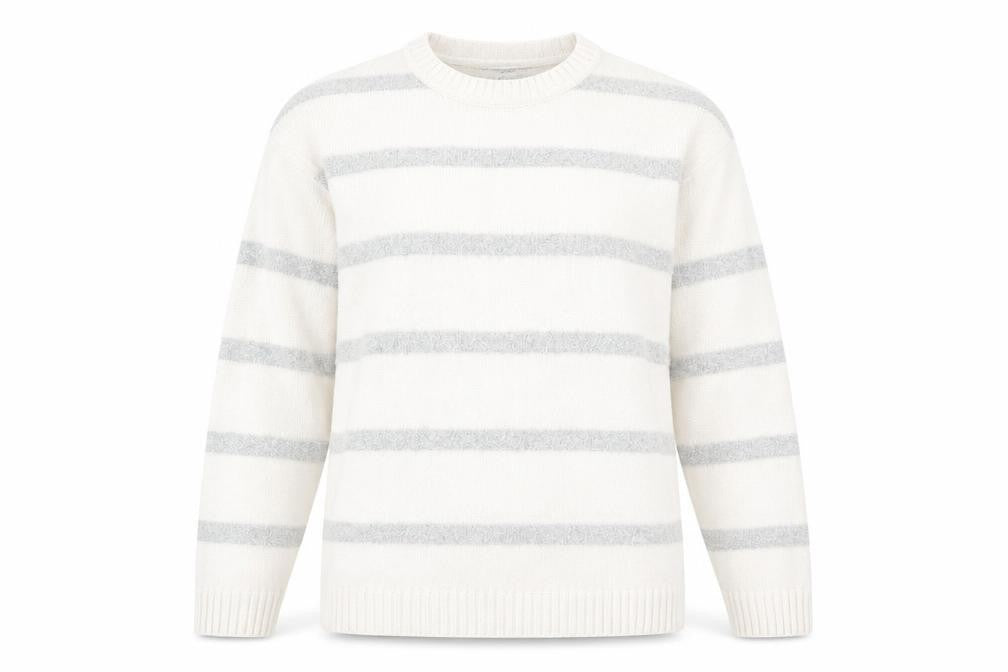 Marks and Spencer Women's Ivory Striped Pullover Jumper S