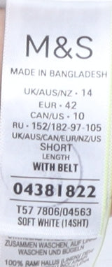 Marks and Spencer Women's White Belted Trousers - Size 14