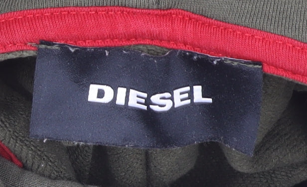 Diesel Men's Green Pullover Hoodie, L, Logo Accent