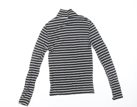 Stradivarius Women's Black Striped Roll Neck T-Shirt M