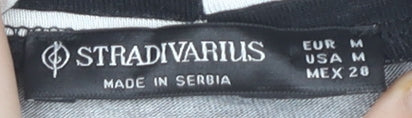 Stradivarius Women's Black Striped Roll Neck T-Shirt M