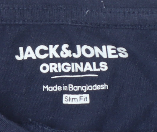 Jack & Jones Men's Blue Slim Fit Graphic T-Shirt