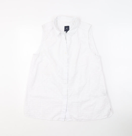 Crew Clothing Company Women's White Sleeveless Blouse - Size 12