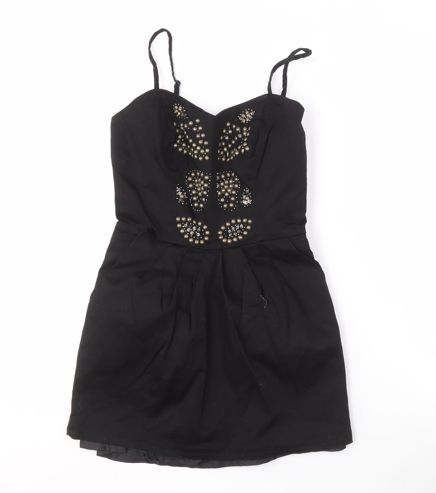 VILA Women's Black Studded Short Dress - Size S