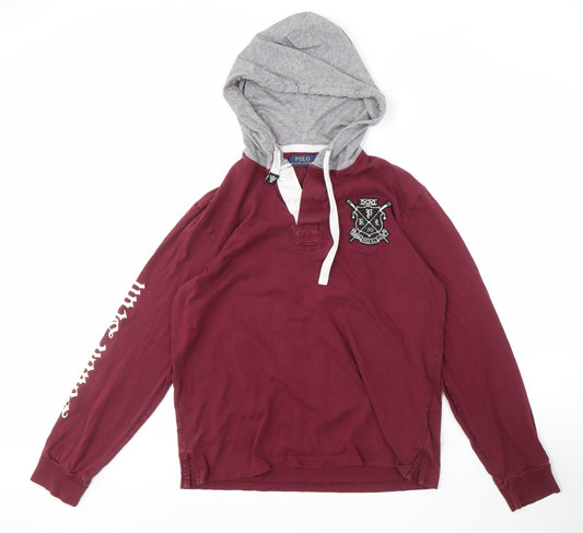 Ralph Lauren Men's Red Henley Hoodie M