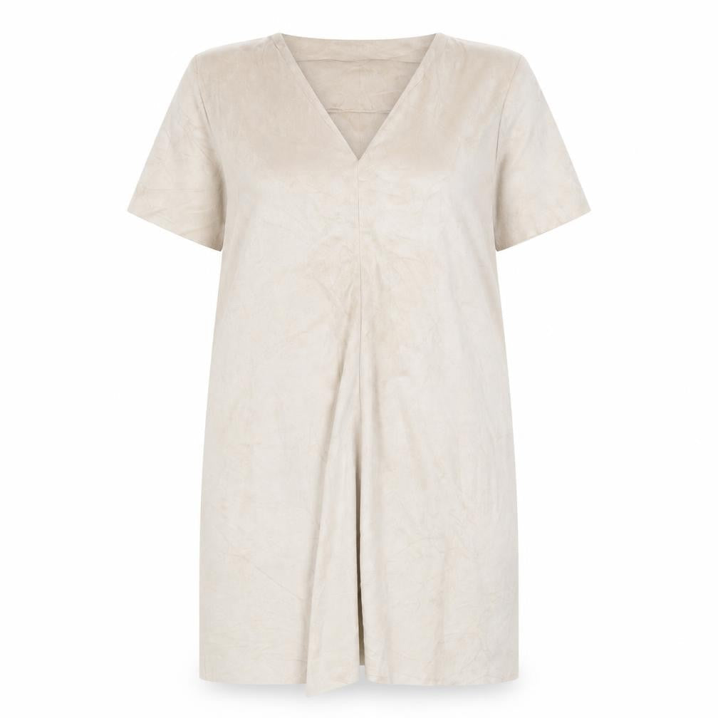 Front view of Zara Basic Women Beige XS Midi Dress V-Neck