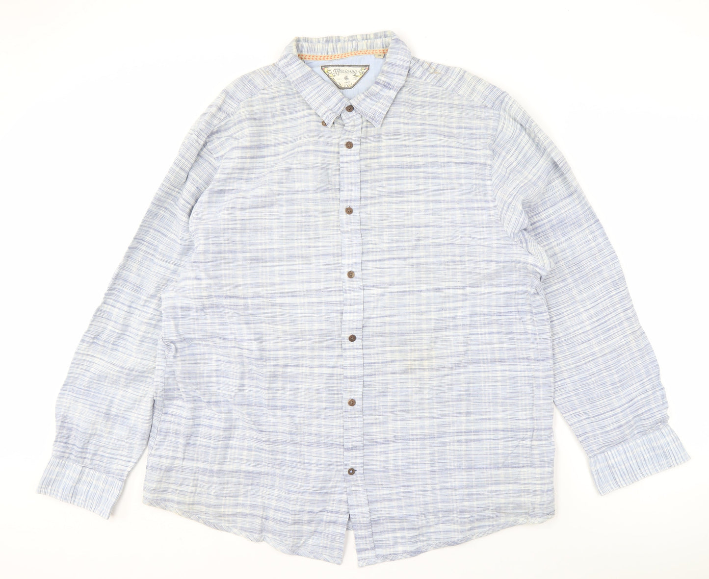 Mantaray Men's Blue Striped Linen Shirt XL
