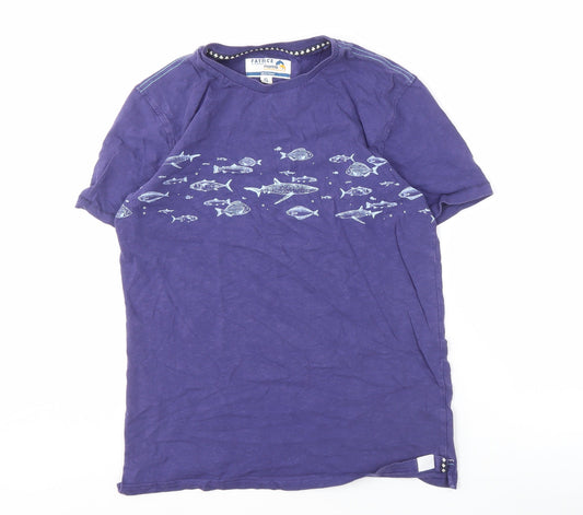 FatFace Purple Marine Graphic T-Shirt S Unisex Adults