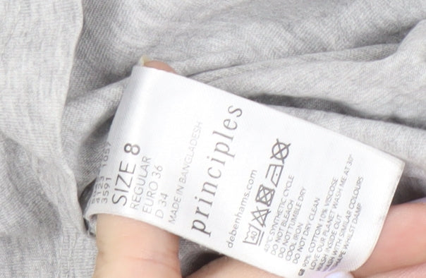 Close-up detail of Principles Women Grey Short Sleeve T-Shirt, size 8