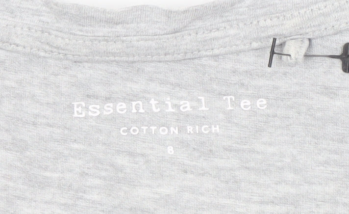 Brand and care label for Principles Women Grey Short Sleeve T-Shirt, size 8