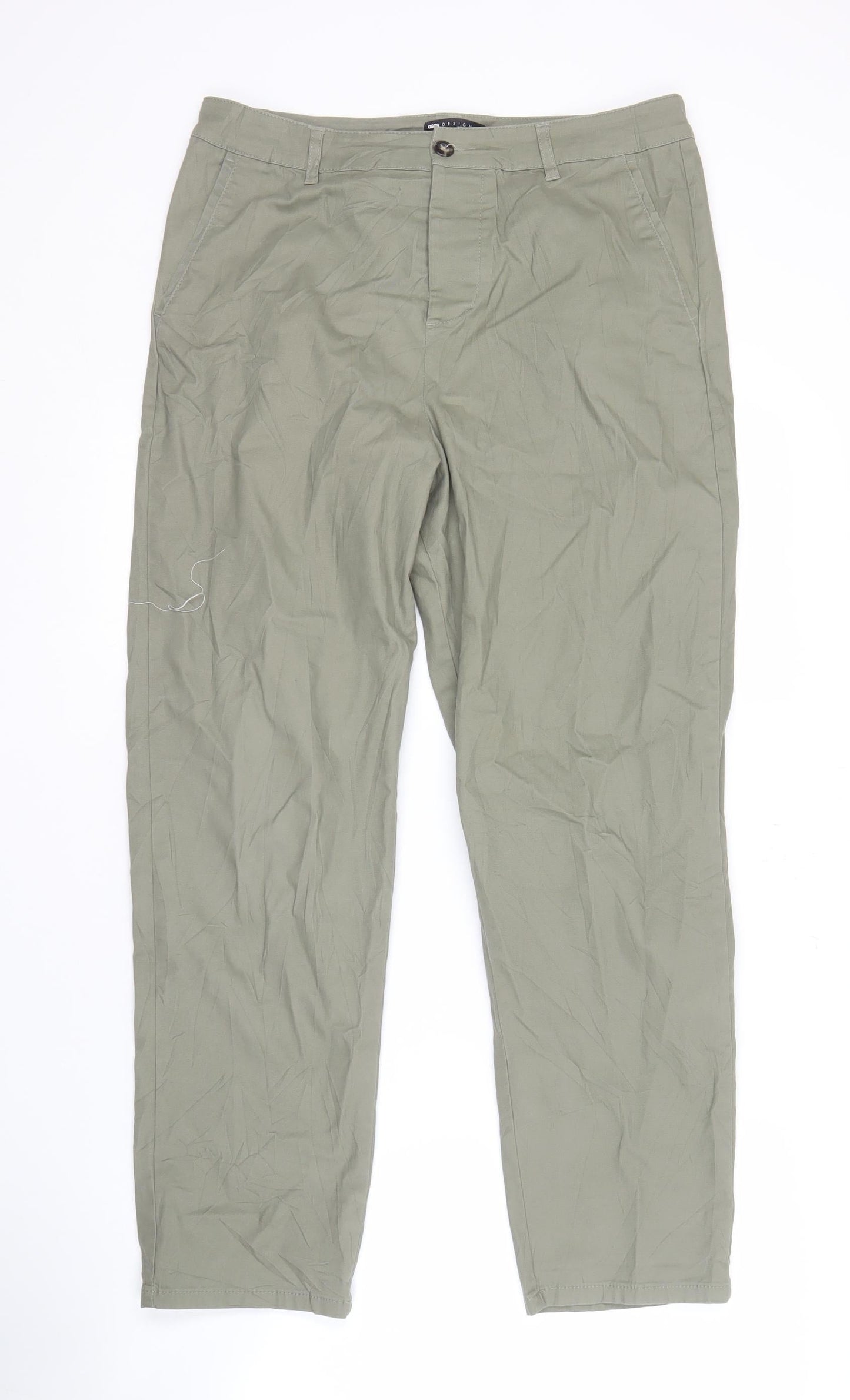 ASOS DESIGN Men's Green Chino Trousers, Size 32