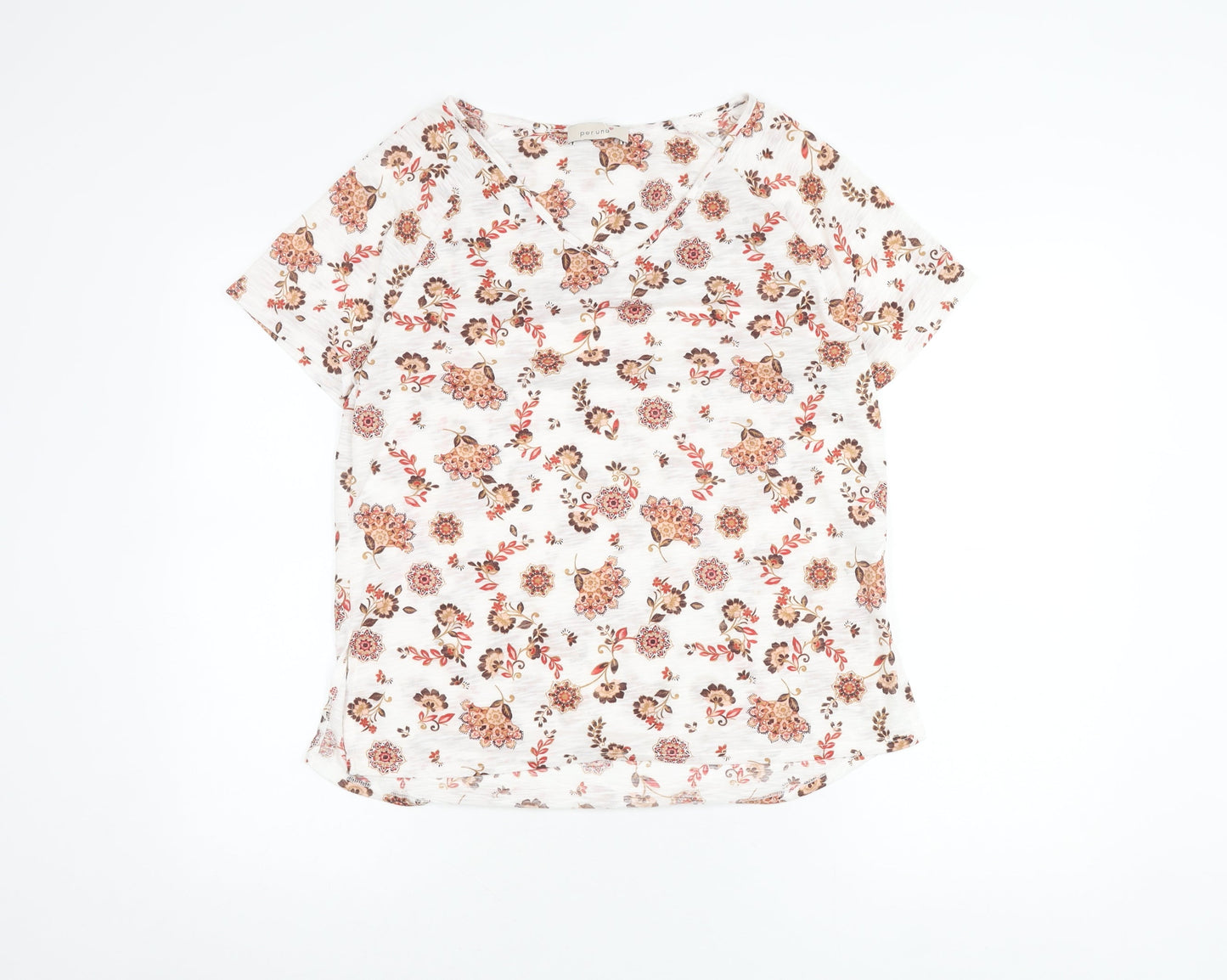 Per Una Women's Ivory Floral V-Neck T-Shirt