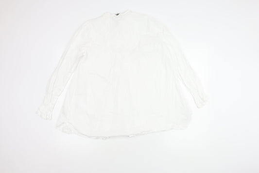 Massimo Dutti Women's White Cotton Blouse Size 14