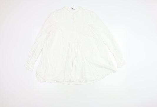 Massimo Dutti Women's White Cotton Blouse Size 14