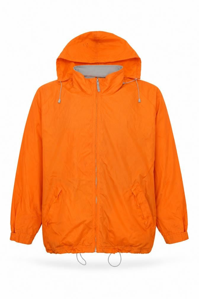 B&C Mens Orange XL Hooded Windbreaker Jacket