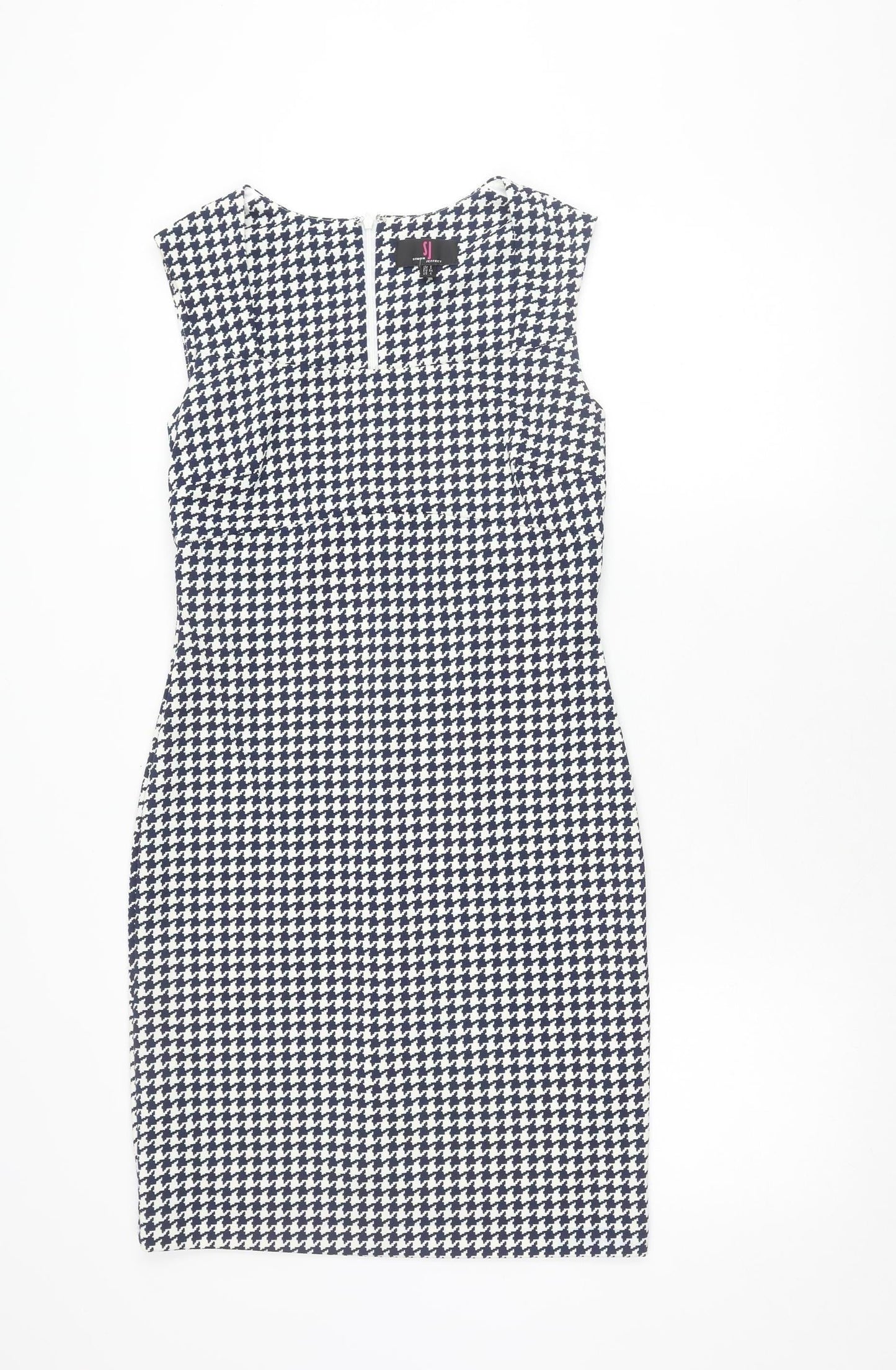 Simon Jeffrey Women's Black & White Houndstooth Sheath Dress, Size 8