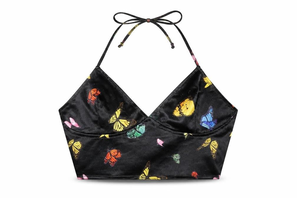 Motel Women's Black Butterfly Camisole L Halter Top