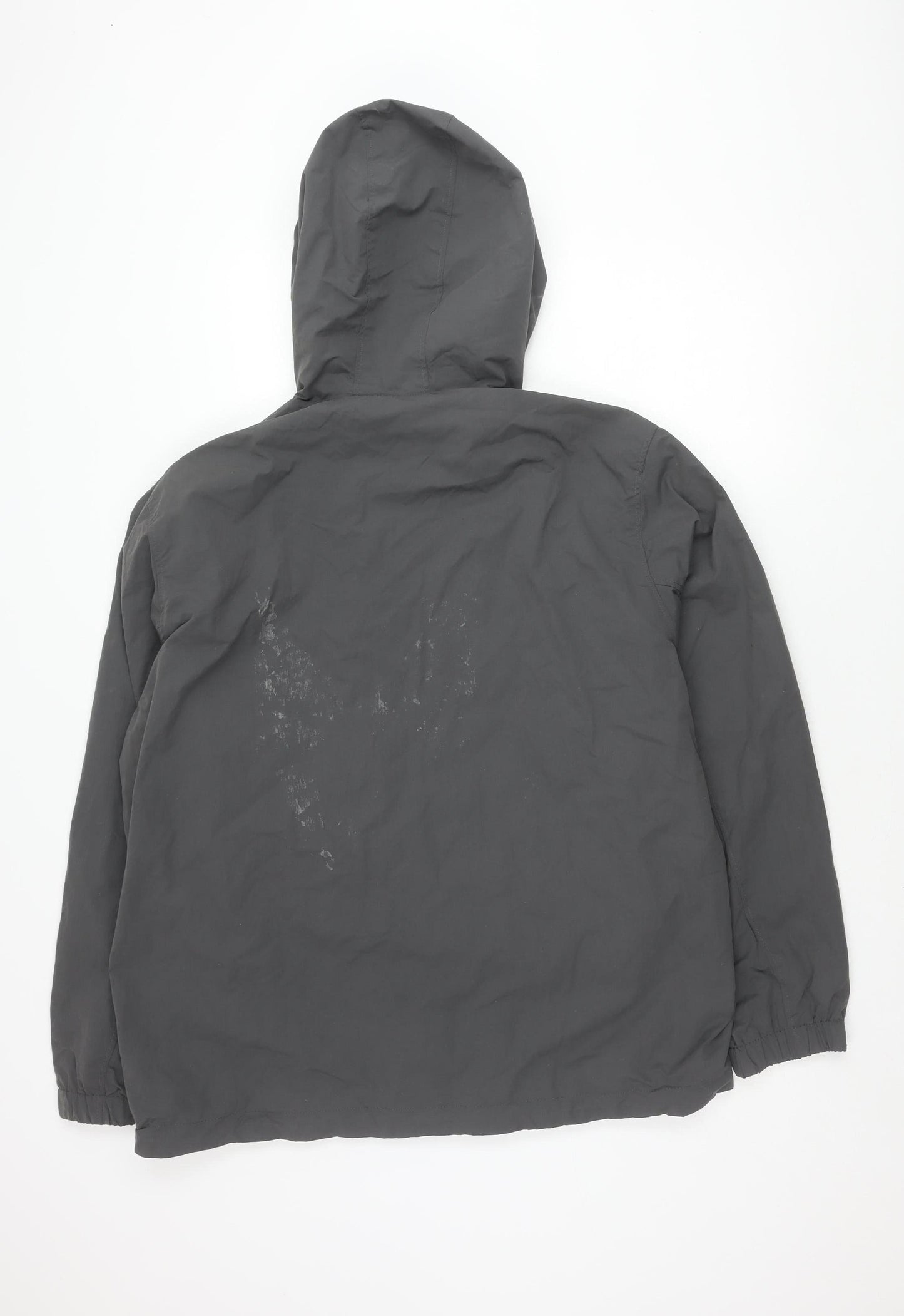 H&M Men's Black Windbreaker Jacket L - Hooded Zip Casual