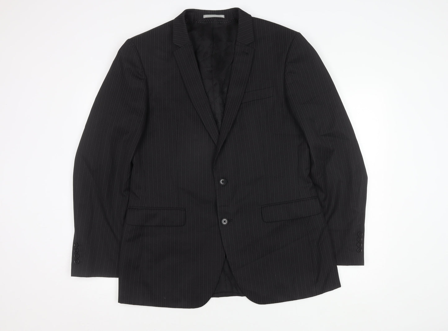 Next Men's Black Striped Blazer 42R - Elegant Style