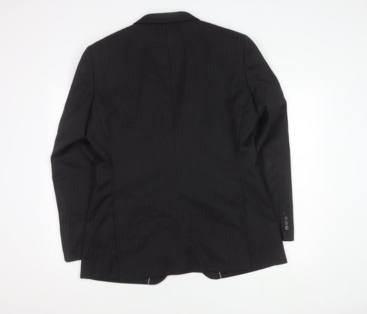 Next Men's Black Striped Blazer 42R - Elegant Style