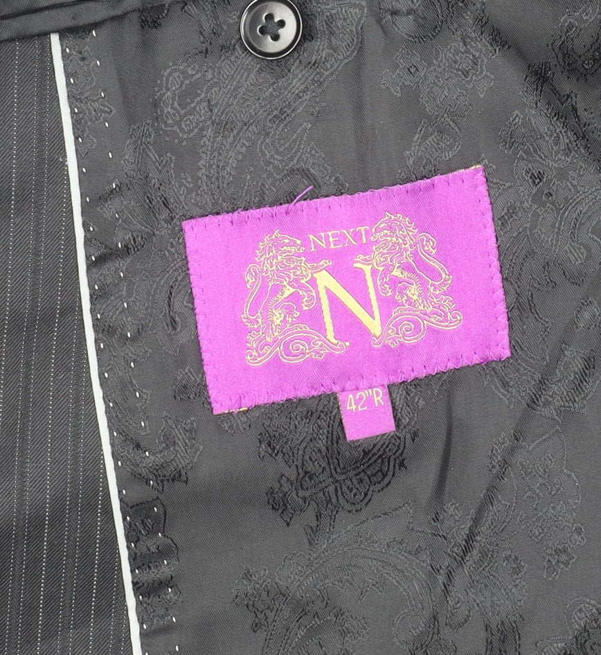 Next Men's Black Striped Blazer 42R - Elegant Style