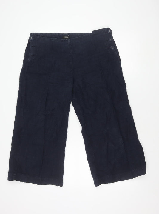 Hobbs Women's Blue Wide-Leg Trousers Size 14
