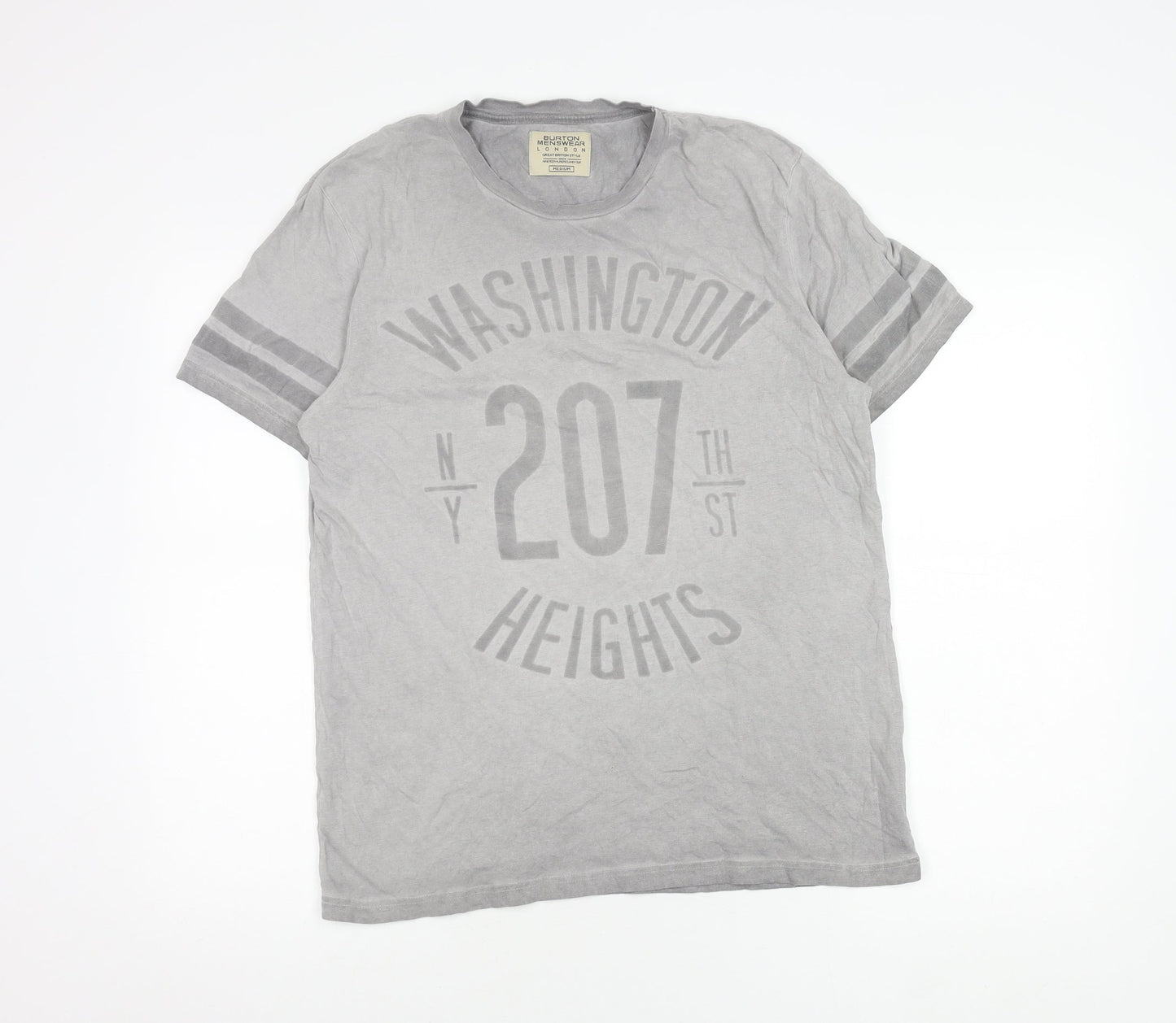 Burton Menswear Men's Grey Graphic T-Shirt, Size M
