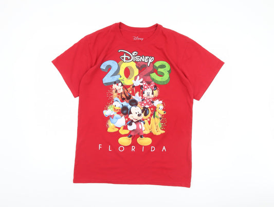 Disney Men's Red Graphic Tee M Mickey & Friends 2023