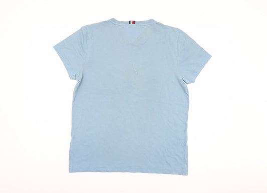 Tommy Hilfiger Men's Blue T-Shirt, S, Cotton, Logo, Casual