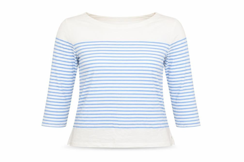 Hush Women's Blue Striped XS T-Shirt with 3/4 Sleeves