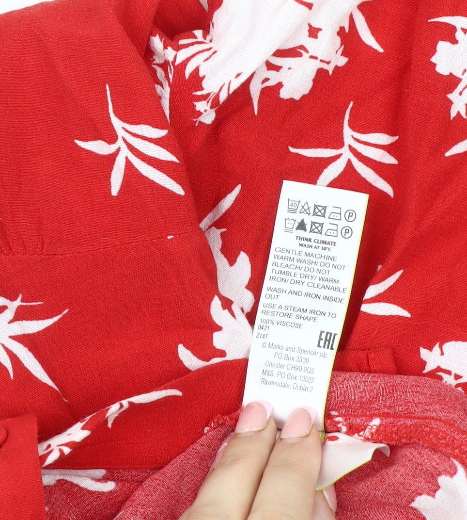 Marks and Spencer Women's Red Floral Dress Size 12