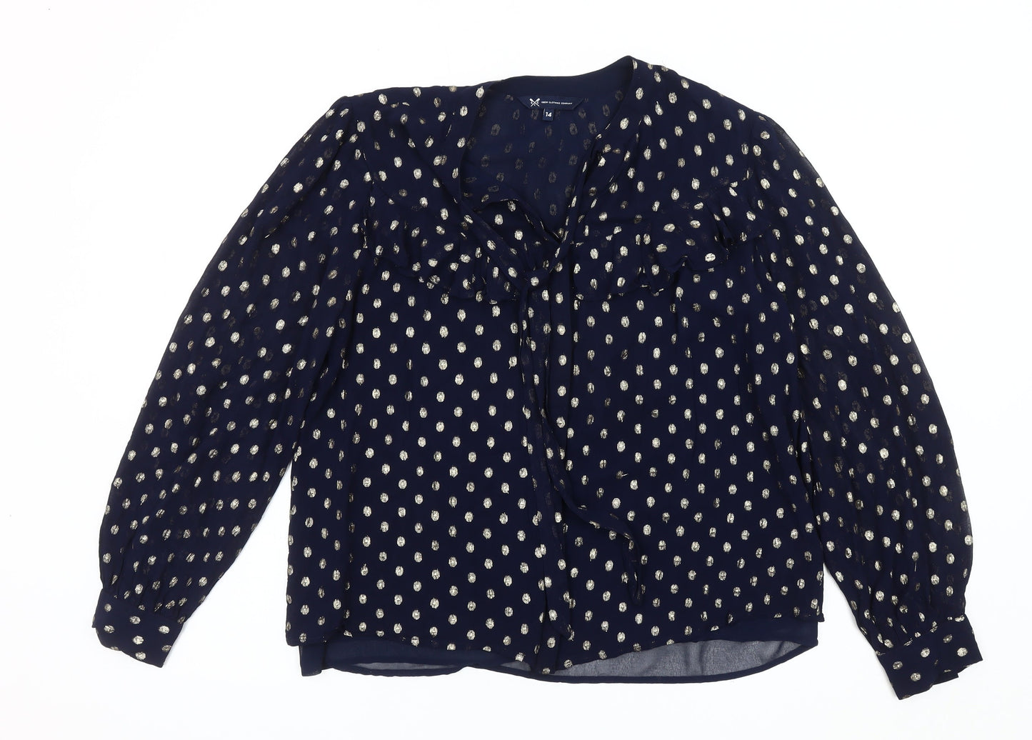 Crew Clothing Women's Blue Polka Dot Tunic Blouse - Size 14