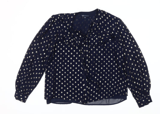 Crew Clothing Women's Blue Polka Dot Tunic Blouse - Size 14
