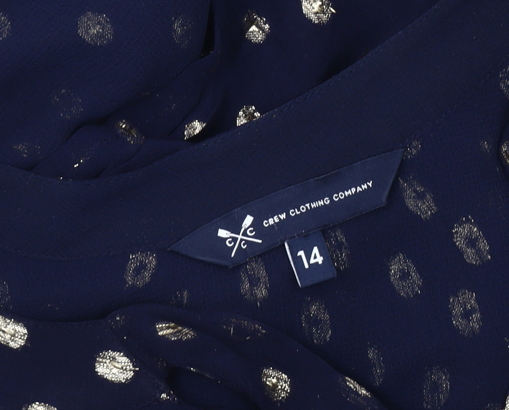 Crew Clothing Women's Blue Polka Dot Tunic Blouse - Size 14