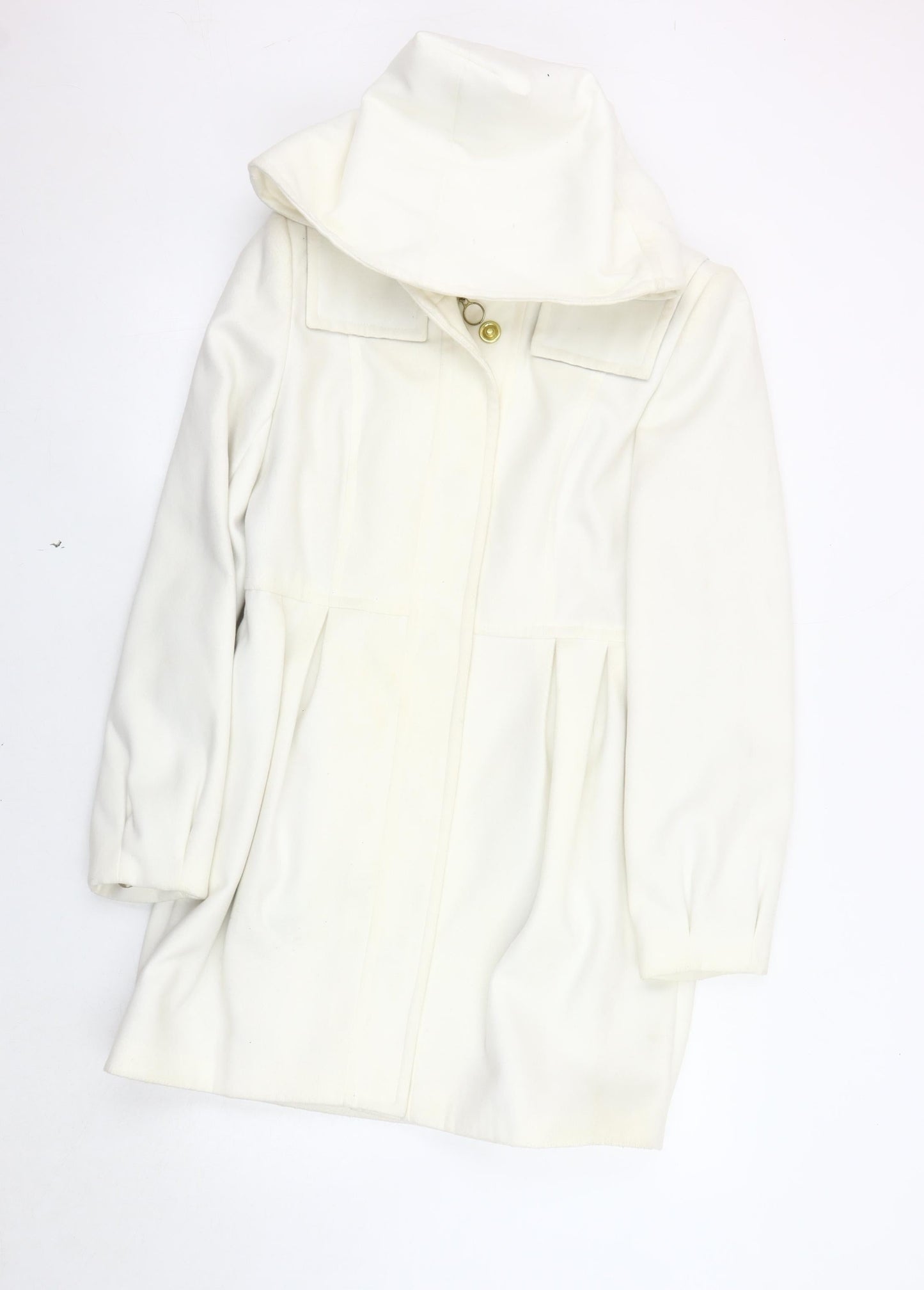 Et Vous Women's White Overcoat, Size 12, Classic Style