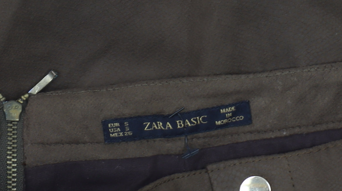 Zara Women Brown S Straight & Pencil Skirt