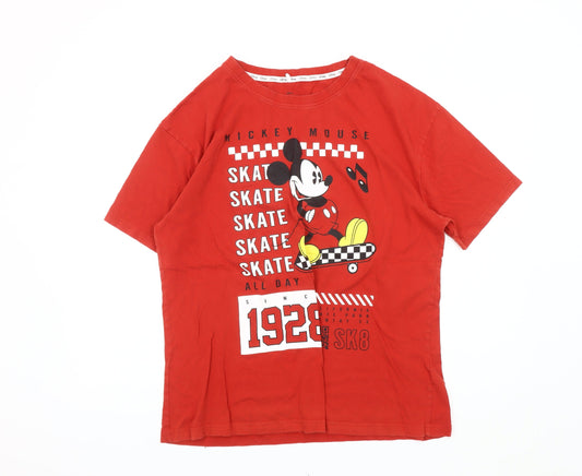 Disney Mickey Mouse Unisex Red T-Shirt, Medium