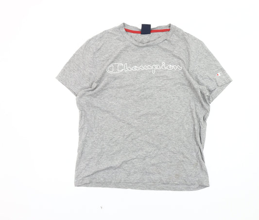 Champion Men's Medium Grey T-Shirt, Logo Accents