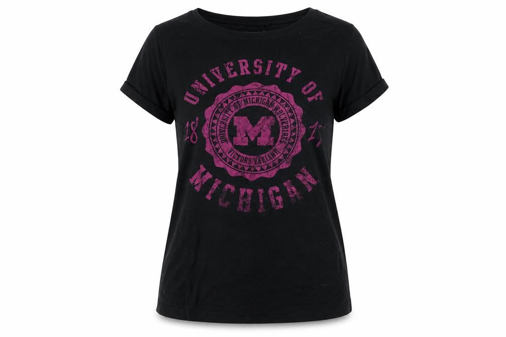 Womens UK Size M American Freshman Black Polyester Blend T-Shirt