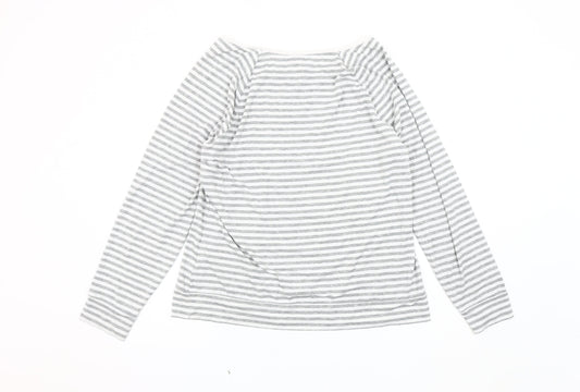 Old Navy Women's Grey Striped Boat Neck T-Shirt XL