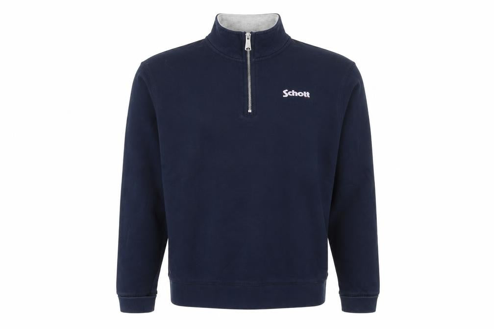 Schott Men's Blue Medium 1/4 Zip Sweatshirt
