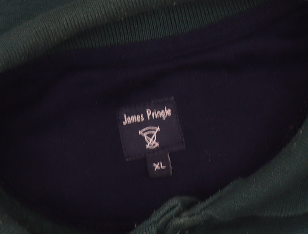 James Pringle Men's Green XL Henley Sweatshirt